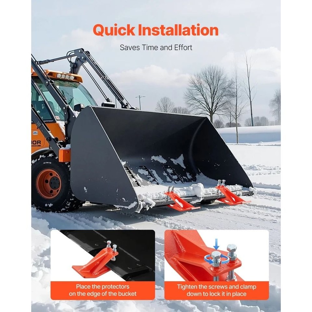 Heavy Duty Tractor Bucket Protector Orange Steel Edge Guards 4