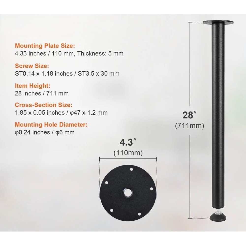 Steel Adjustable Desk Legs Set Of HeavyDuty Office Table Furniture Black 8