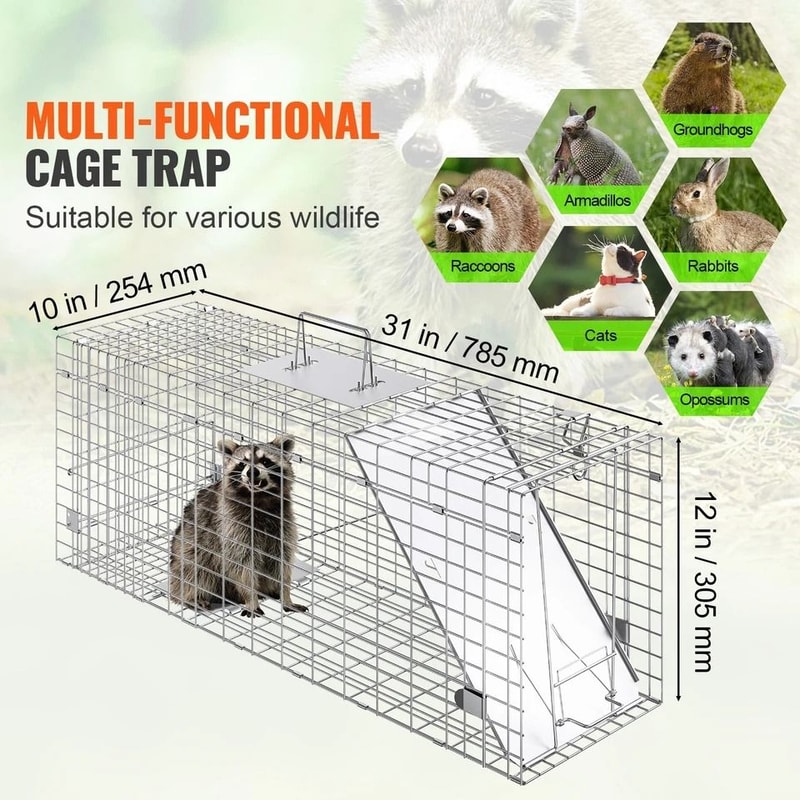 Live Animal Cage Trap Humane Trap For Cats Squirrels Mice More 1
