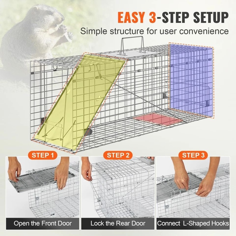 Live Animal Cage Trap Humane Trap For Cats Squirrels Mice More 4
