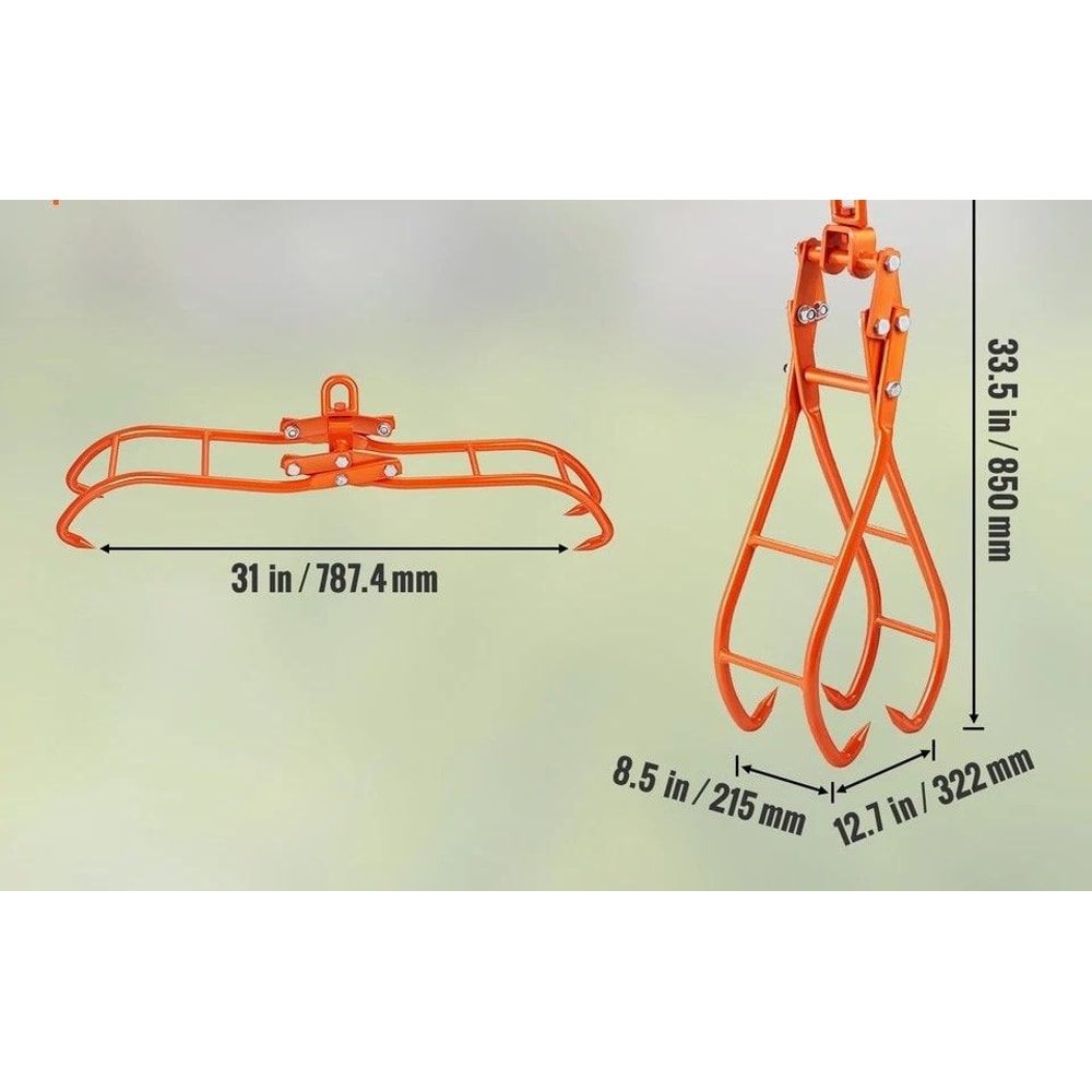Timber Claw Hook Claw Log Grapple For HeavyDuty Log Lifting Lbs Capacity 8