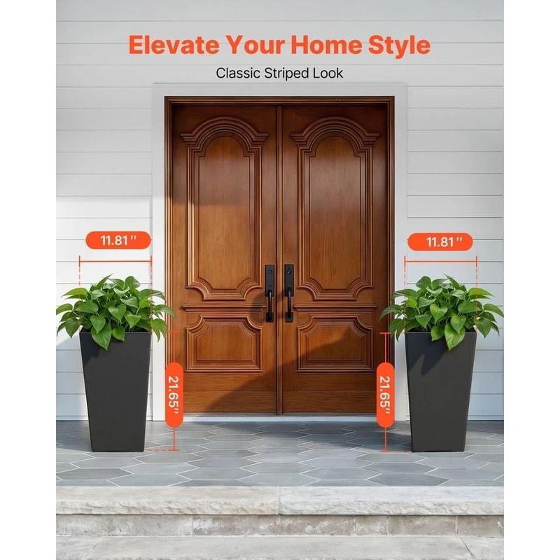 Tall Modern Black Planters WeatherResistant Pots For Indoor Outdoor Use 2