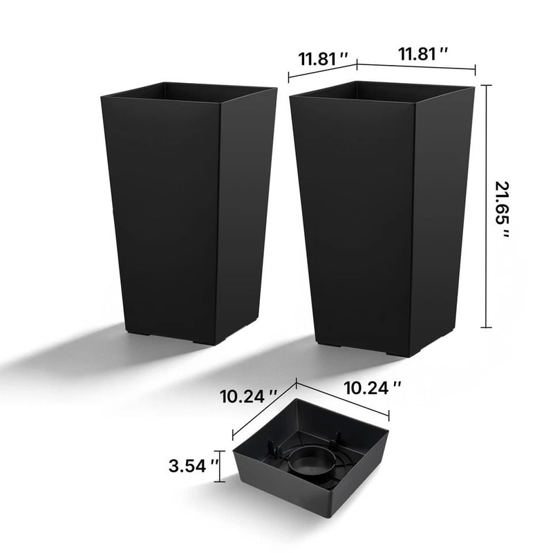 Tall Modern Black Planters WeatherResistant Pots For Indoor Outdoor Use 6