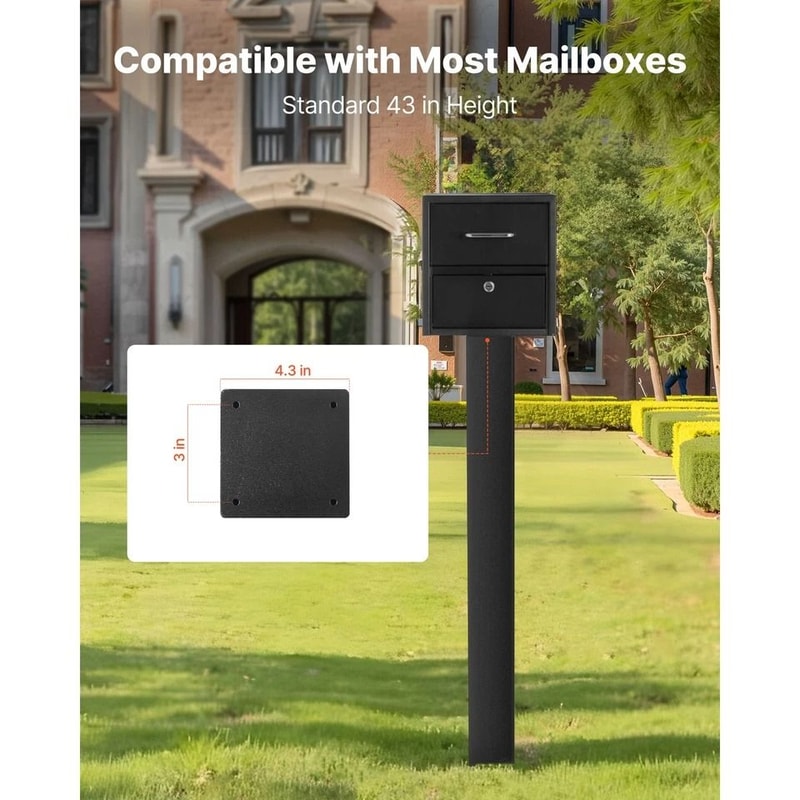 Durable Steel Mailbox Post Kit RustResistant Black Finish 2