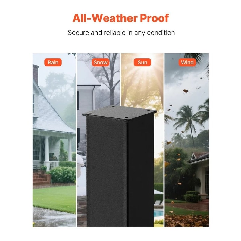 Durable Steel Mailbox Post Kit RustResistant Black Finish 4