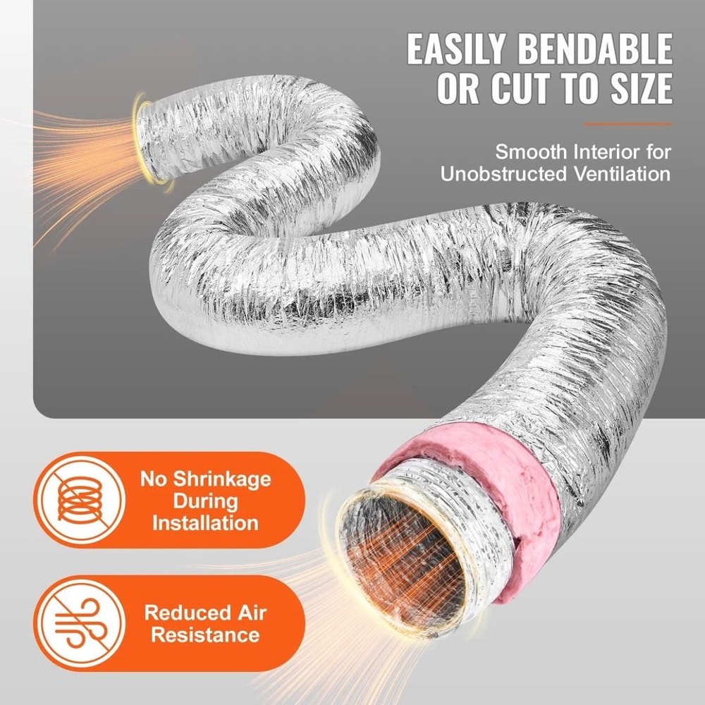 Insulated Flexible Duct Hose For HVAC Dryer Vents Thermal Insulation 3
