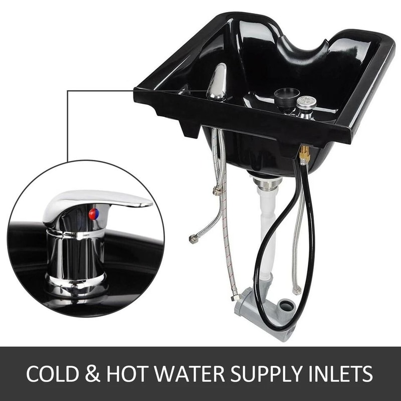 Black Square ABS Plastic Shampoo Bowl For Salon SPA Durable WallMounted Design For Ultimate Comfor 3