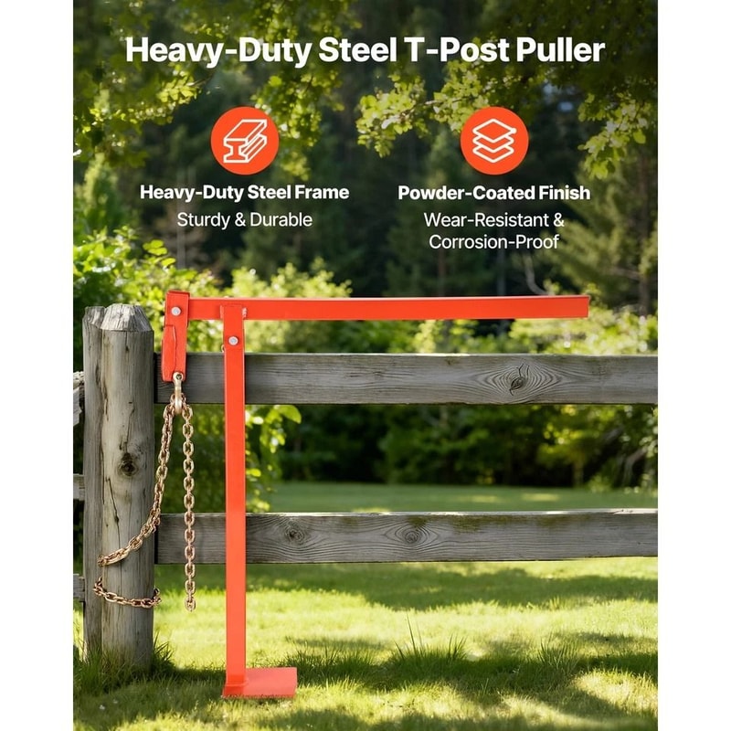 Post Puller With Lifting Chain Heavy Duty Fence Post Remover For Farm Garden Use 1
