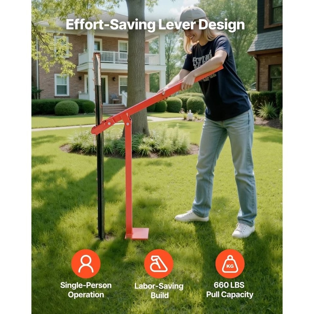 Post Puller With Lifting Chain Heavy Duty Fence Post Remover For Farm Garden Use 2