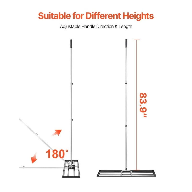 Heavy Duty Lawn Leveling Rake Adjustable Handle For Yard Garden Durable Carbon Steel Tool 2