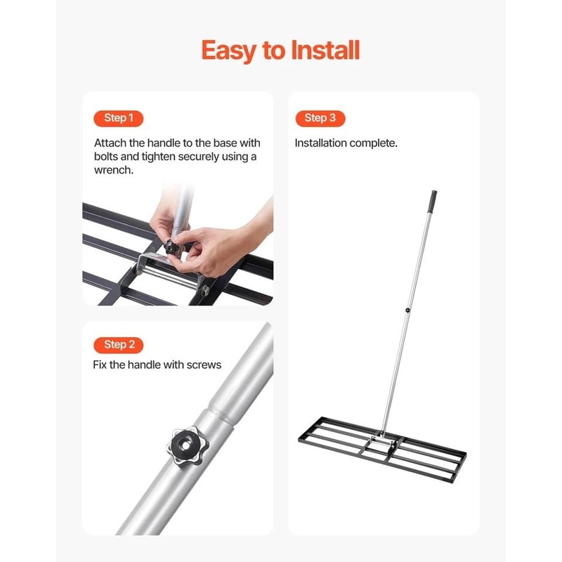 Heavy Duty Lawn Leveling Rake Adjustable Handle For Yard Garden Durable Carbon Steel Tool 3