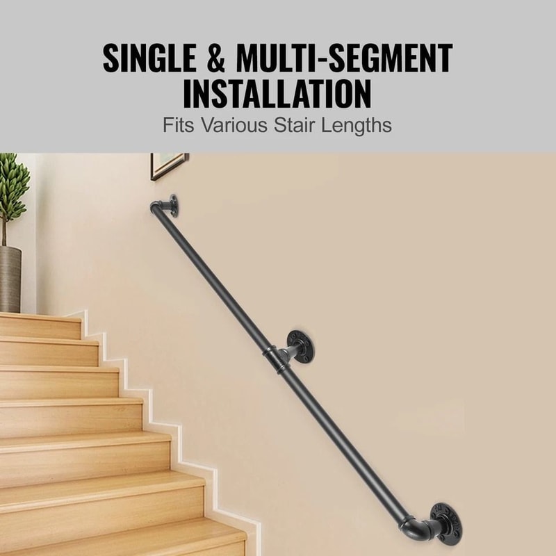 WallMounted Carbon Steel Pipe Staircase Handrail IndustrialStyle Safety Support For Stairs 3