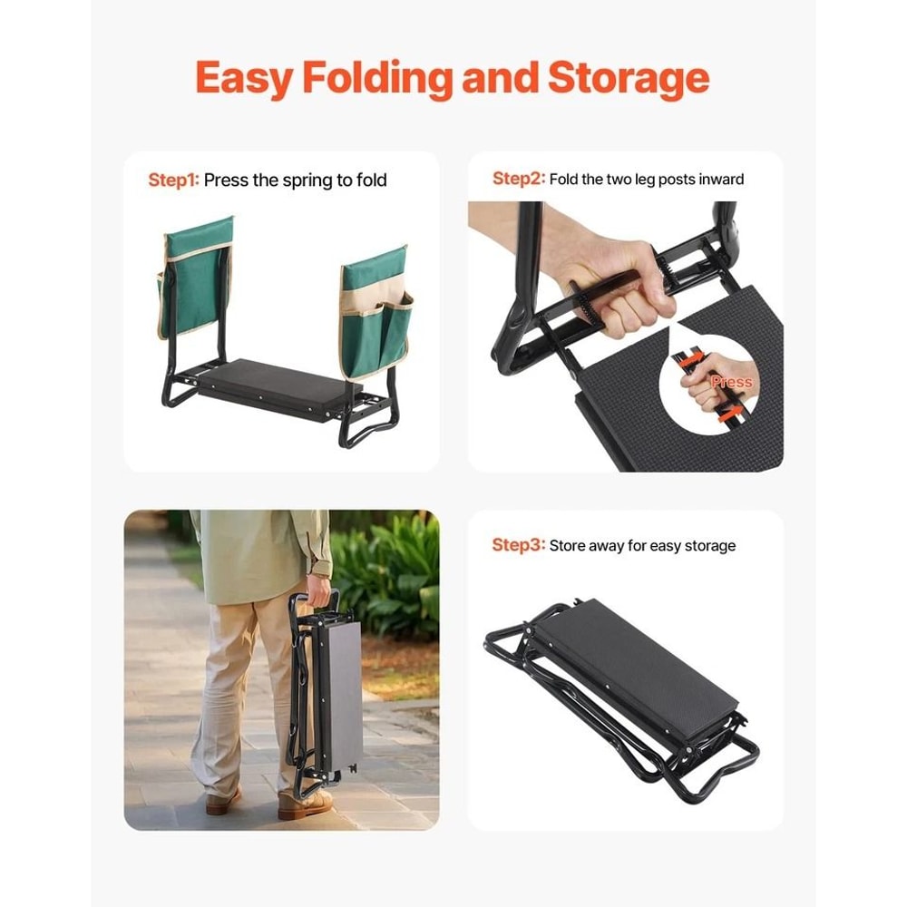 Garden Kneeler And Seat With EVA Pad Folding Garden Stool For Heavy Duty Use 5