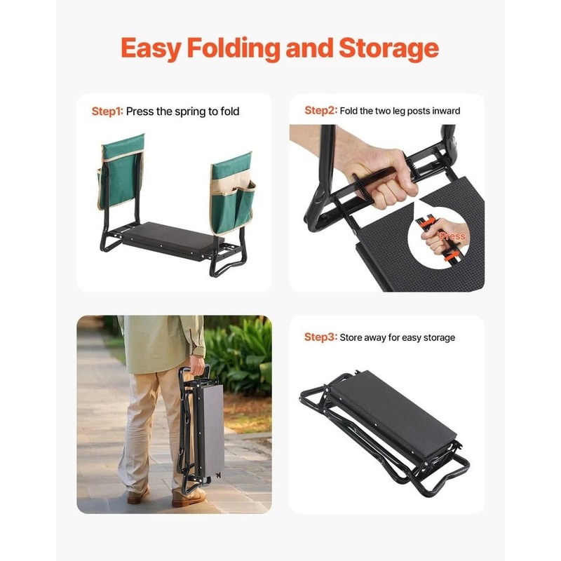 Garden Kneeler And Seat With EVA Pad Folding Garden Stool For Heavy Duty Use 5
