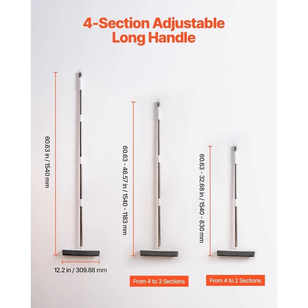 Pet Hair Removal Broom With Adjustable Long Handle Rubber Bristles For Easy Pet Fur Cleanup 1