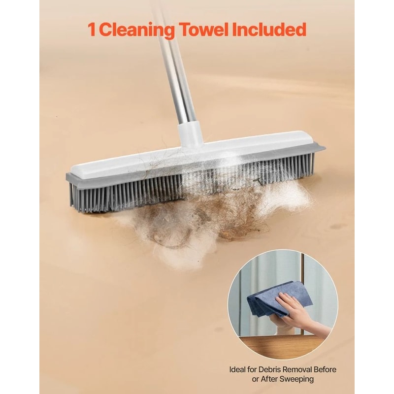Pet Hair Removal Broom With Adjustable Long Handle Rubber Bristles For Easy Pet Fur Cleanup 3
