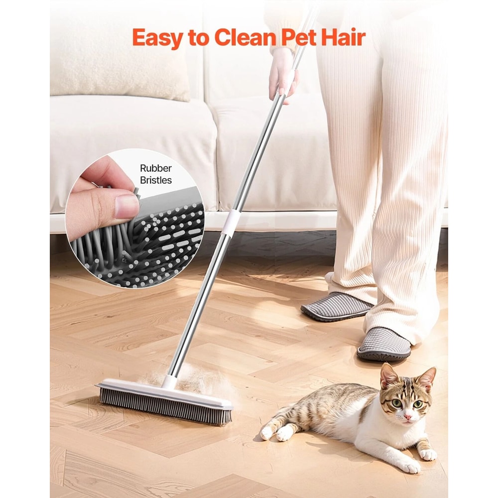 Pet Hair Removal Broom With Adjustable Long Handle Rubber Bristles For Easy Pet Fur Cleanup 6