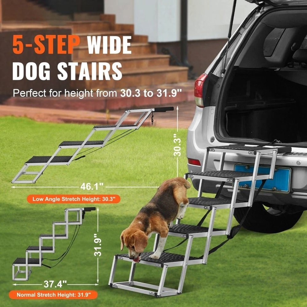Folding Dog Stair For Cars Aluminum Loads Portable Pet Stairs For Easy Car Access 1
