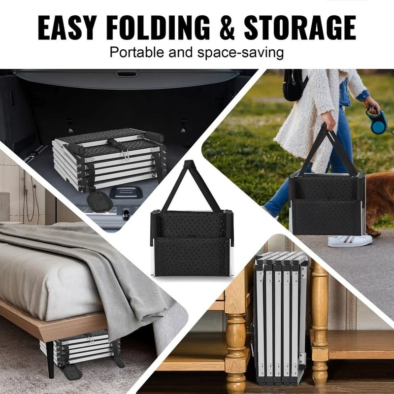 Folding Dog Stair For Cars Aluminum Loads Portable Pet Stairs For Easy Car Access 4