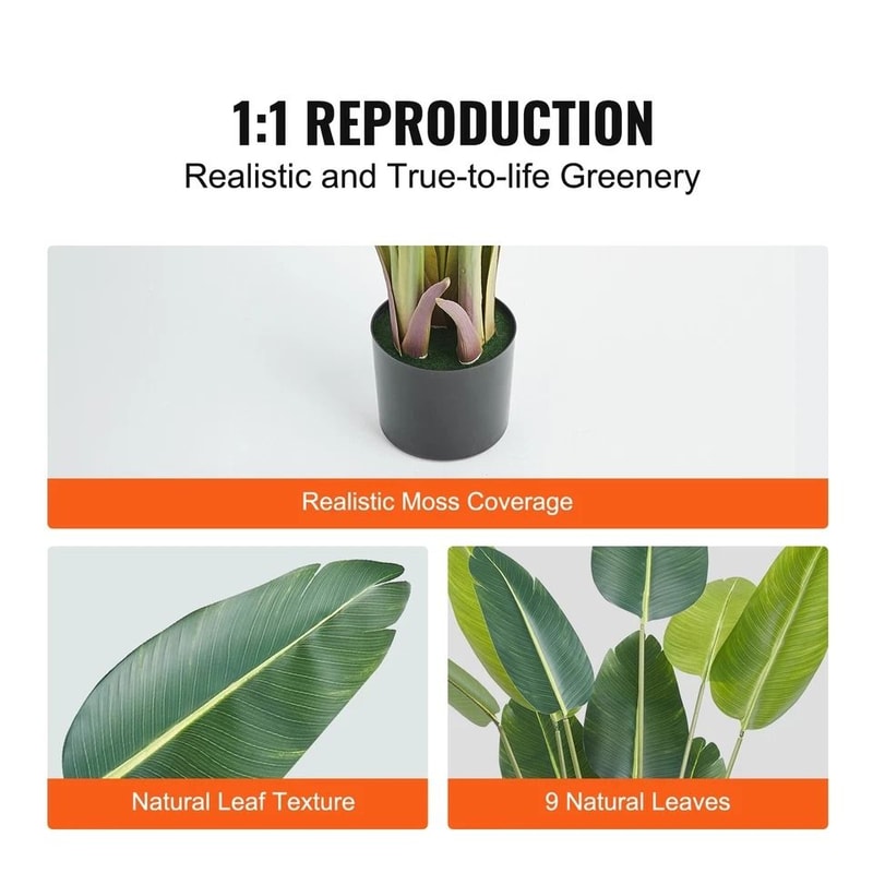 Artificial Birds Of Paradise Tree Realistic Faux Green Plant For Home Office Decor 3