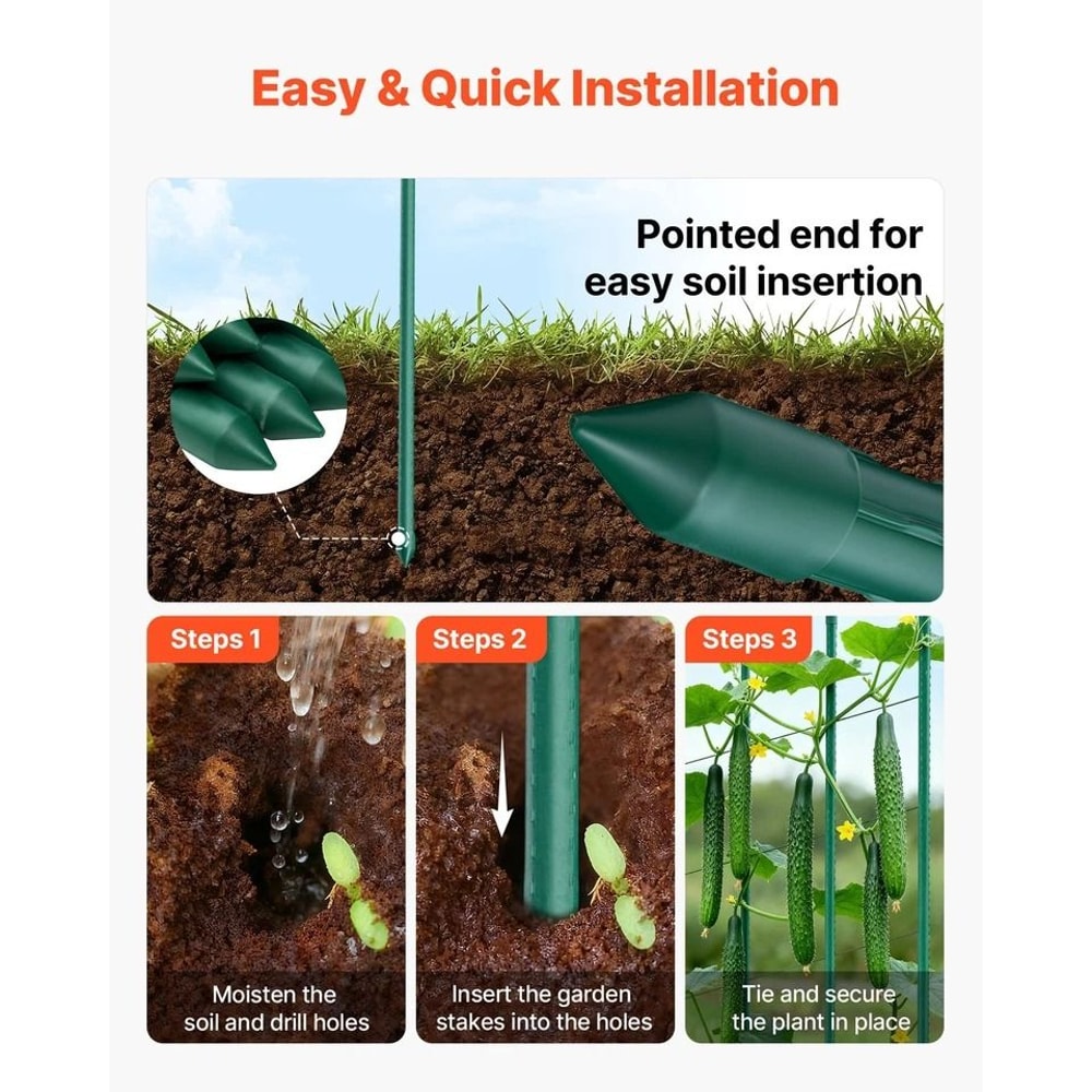 Durable Garden Stakes For Tomatoes Metal With Plastic Coating For Support 3