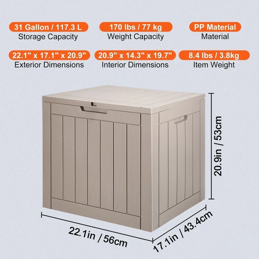 Resin Deck Box For Outdoor Storage Patio Organization WeatherResistant Sturdy Design 6