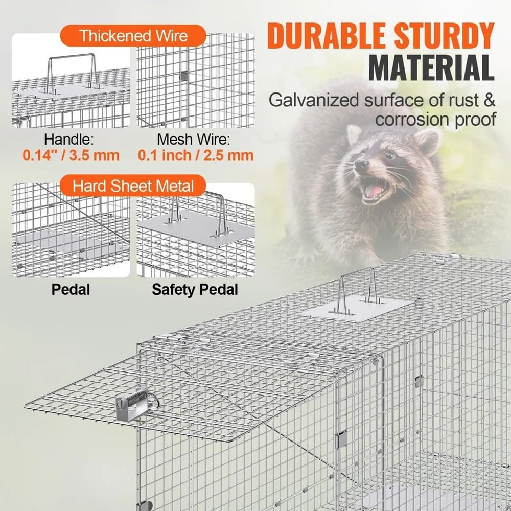 Humane Live Animal Cage Trap For Cats Squirrels And Small Rodents Safe Durable 3