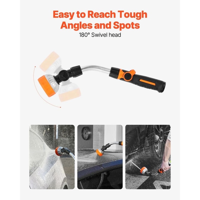 Heavy Duty Garden Hose Watering Wand With Spray Patterns Swivel Head 4