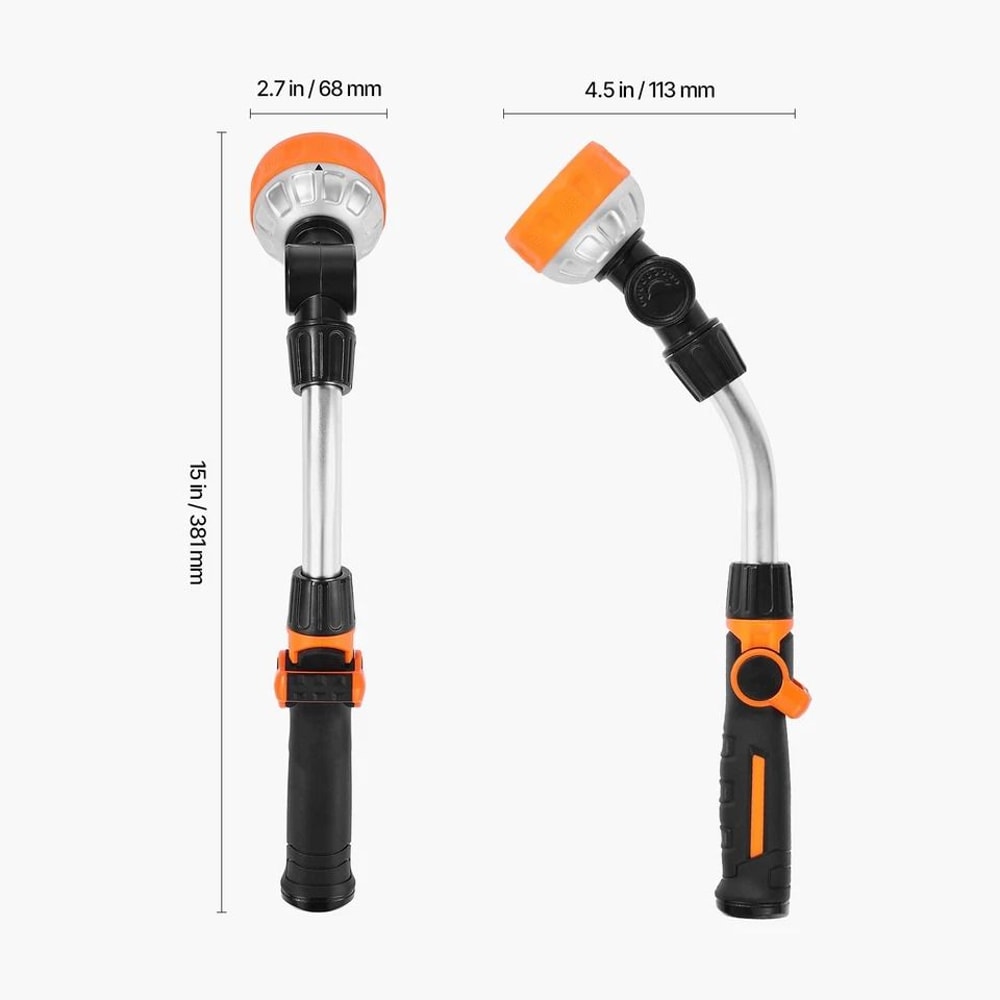 Heavy Duty Garden Hose Watering Wand With Spray Patterns Swivel Head 6