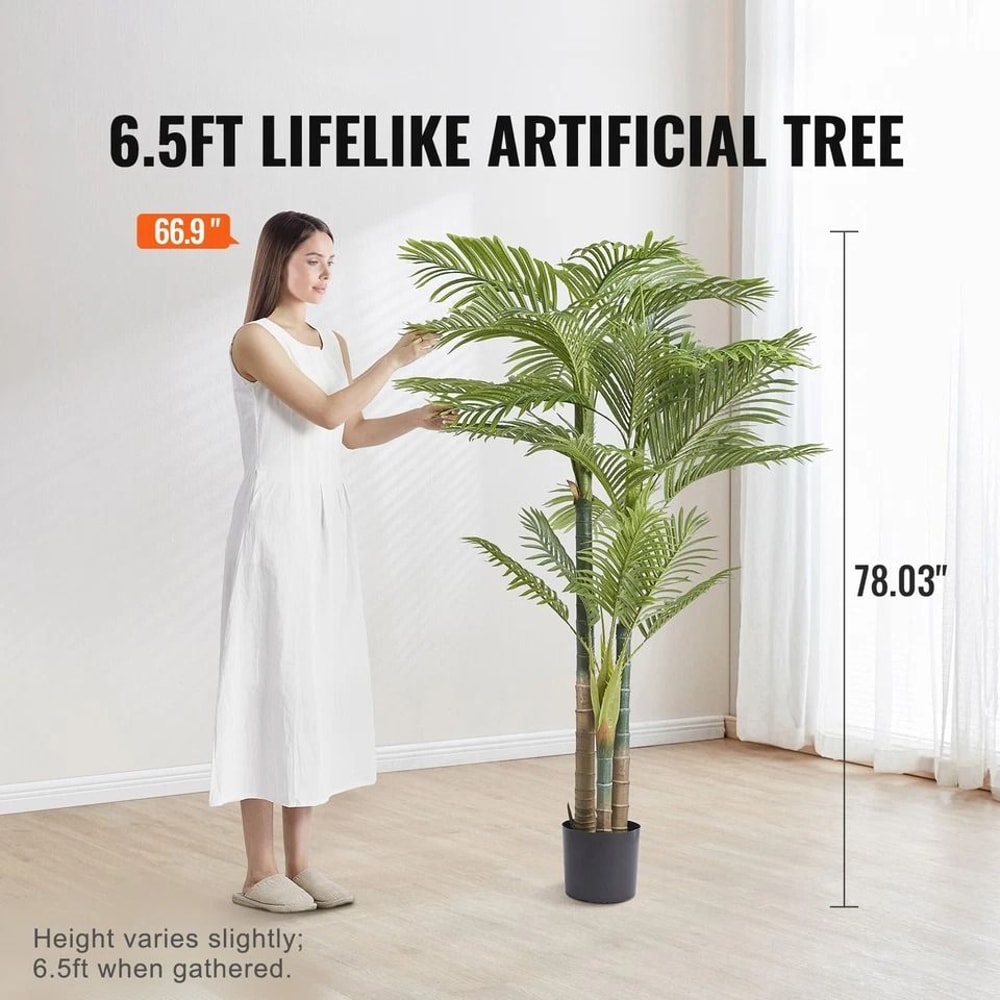 Artificial Golden Cane Palm Tree Lifelike Indoor Faux Plant For Home Office Decor 1