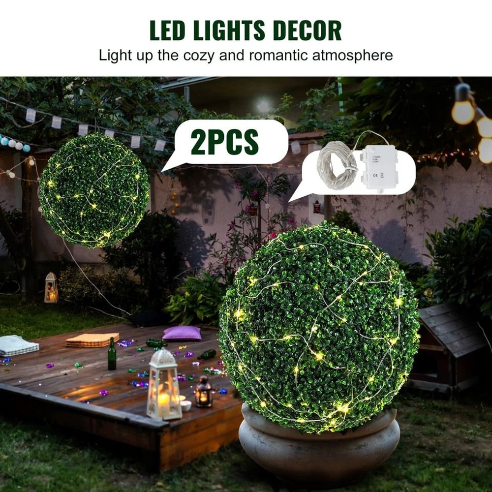 Artificial Topiary Greenery Balls With LED Lights For Indoor Outdoor Decor 5