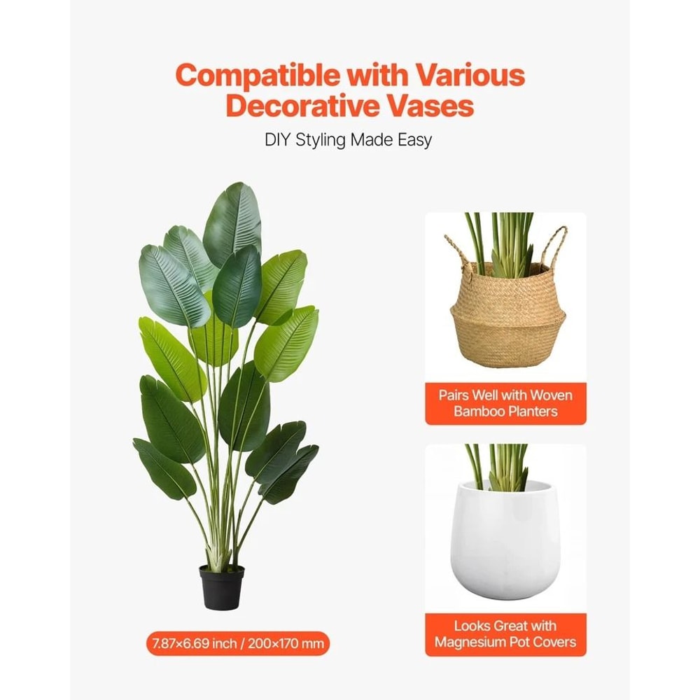 Artificial Birds Of Paradise Tree With Pot Faux Tropical Plant For Home Decor 4