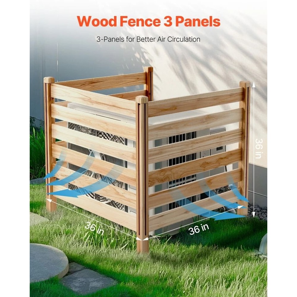 Wooden Privacy Fence For Air Conditioners Trash Bins Outdoor Equipment Panel WeatherResistant 3