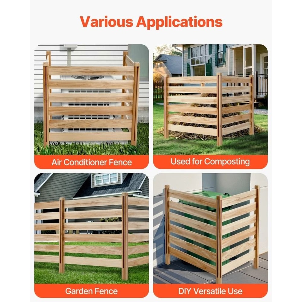 Wooden Privacy Fence For Air Conditioners Trash Bins Outdoor Equipment Panel WeatherResistant 4