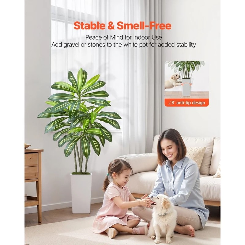 Artificial Dracaena Tree In Pot Faux Indoor Home Decor Plant For A Lush Green Ambience 2