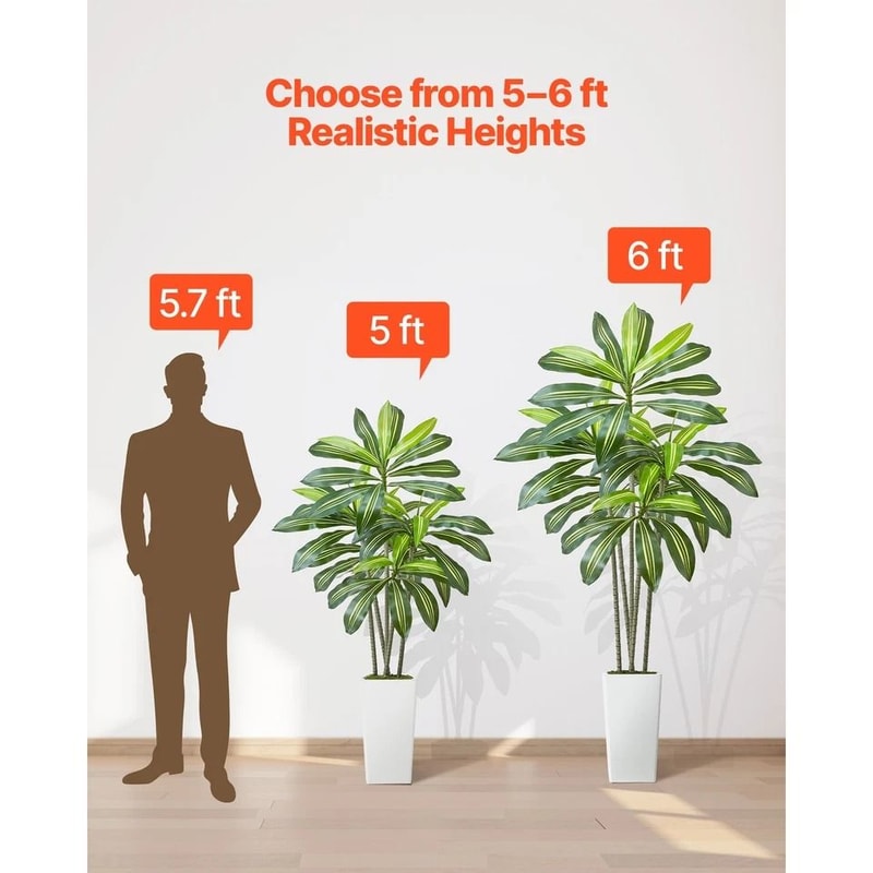 Artificial Dracaena Tree In Pot Faux Indoor Home Decor Plant For A Lush Green Ambience 5