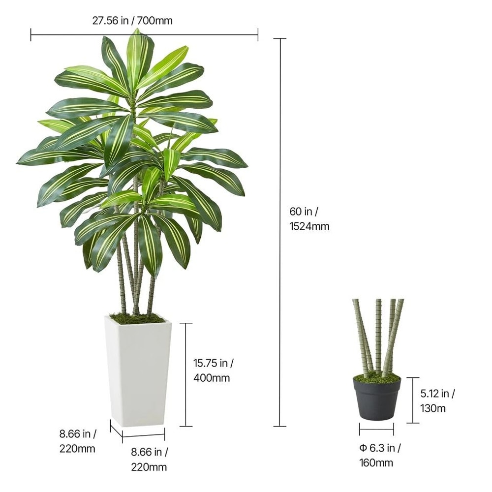 Artificial Dracaena Tree In Pot Faux Indoor Home Decor Plant For A Lush Green Ambience 6
