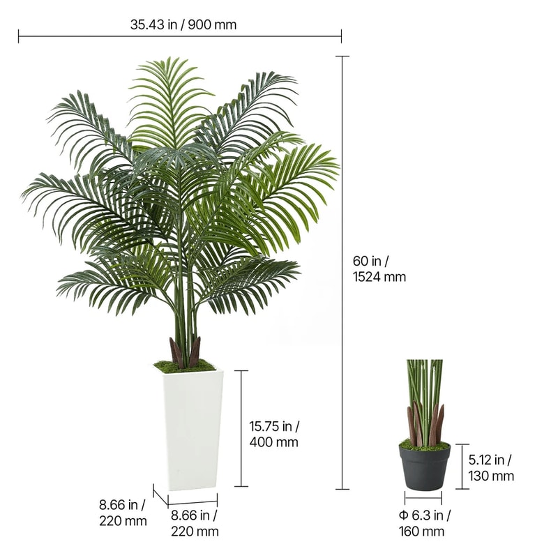 Artificial Areca Palm Tree With Pot Indoor Faux Plant For Home Decor 5