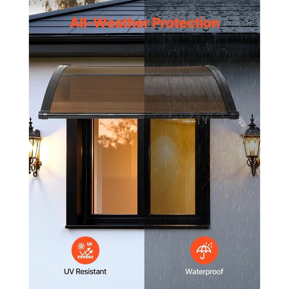 Outdoor Door Awning With Drainage Rain Snow Weather Protection 2