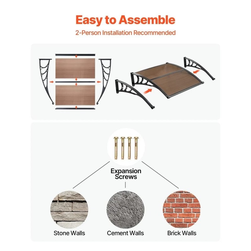 Outdoor Door Awning With Drainage Rain Snow Weather Protection 4