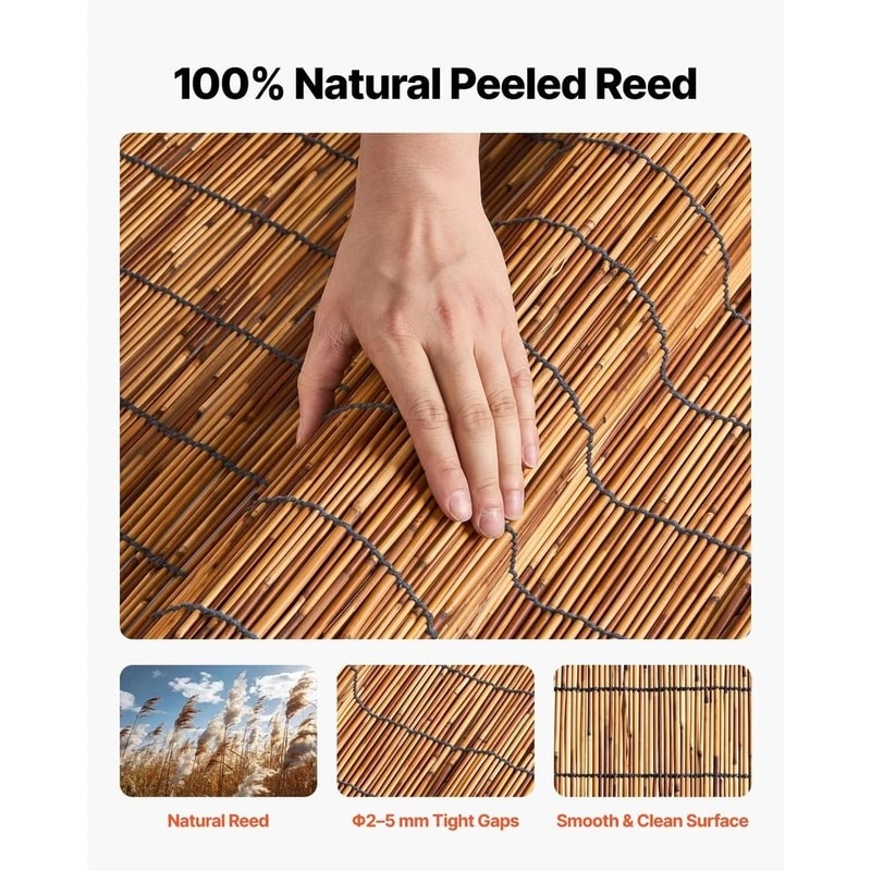 Natural Reed Privacy Fence Panel EcoFriendly Outdoor Screen Roll 1