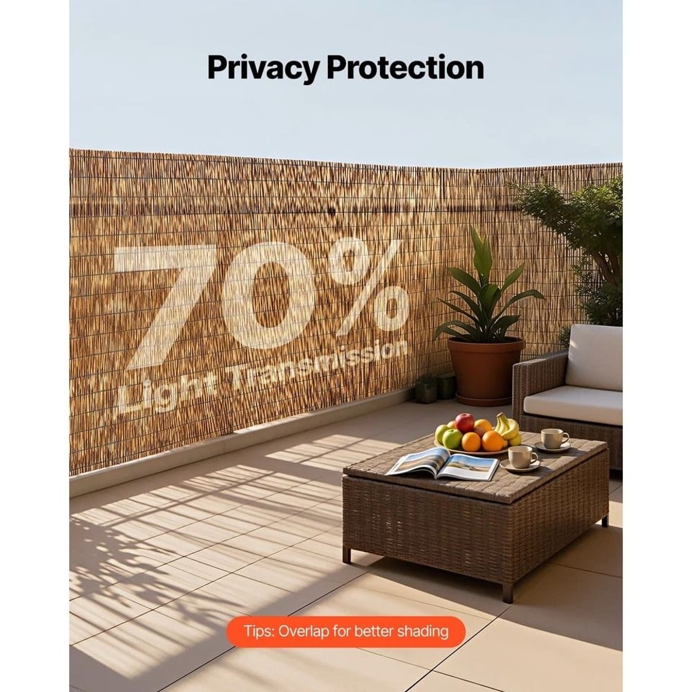 Natural Reed Privacy Fence Panel EcoFriendly Outdoor Screen Roll 2