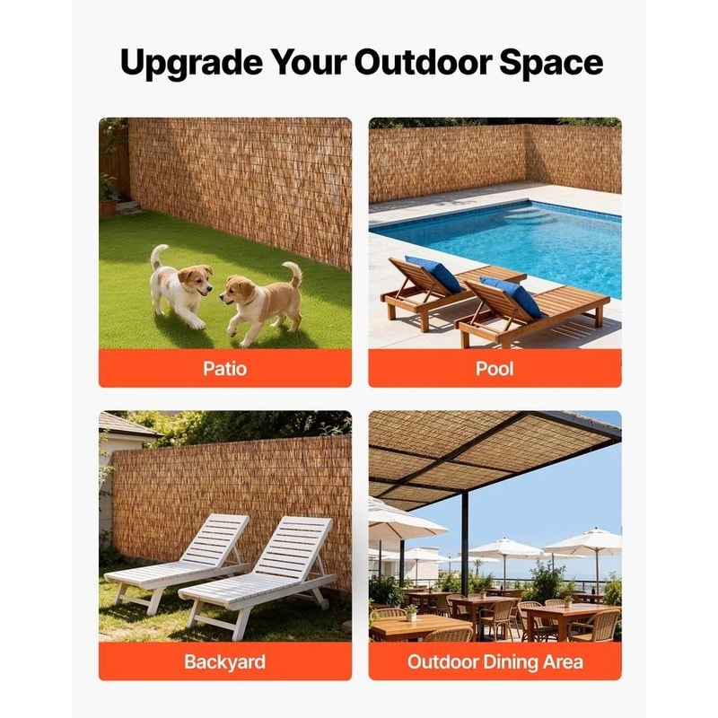 Natural Reed Privacy Fence Panel EcoFriendly Outdoor Screen Roll 5