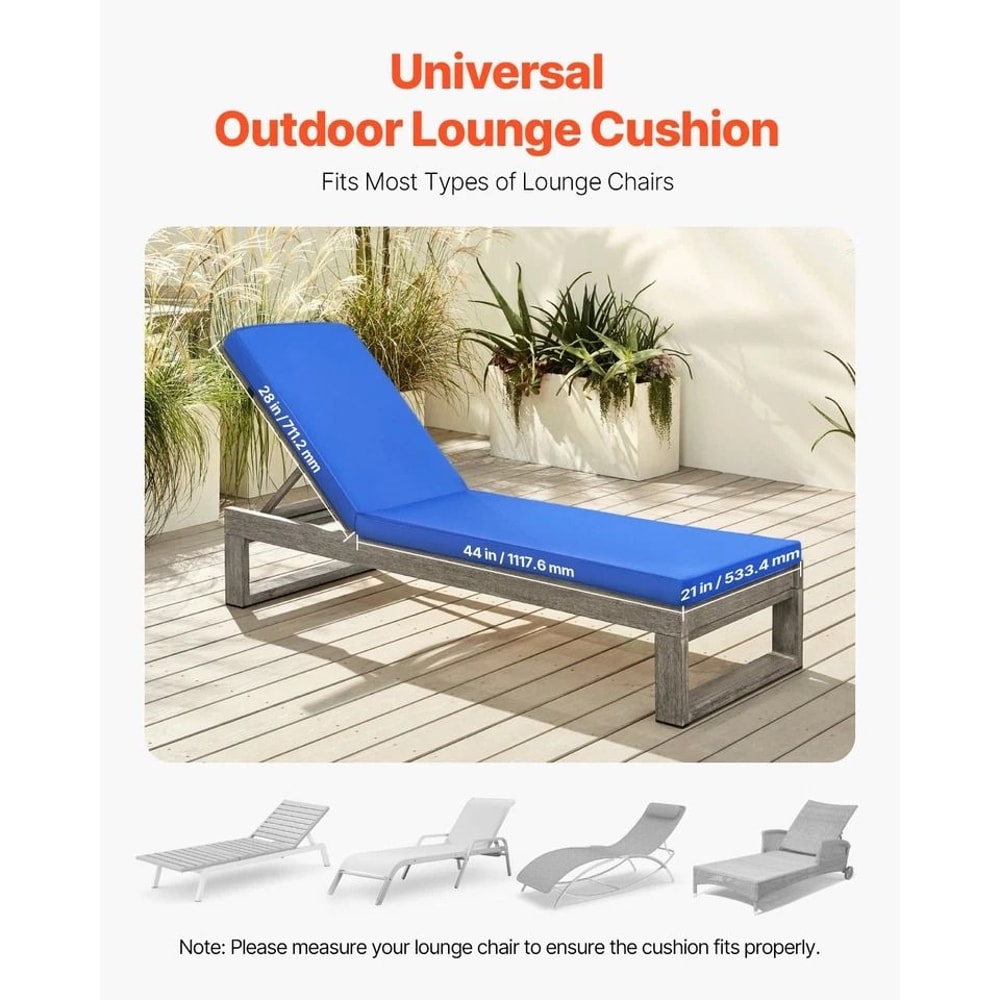 Outdoor Lounge Chair Cushion With Ties Waterproof Durable 1