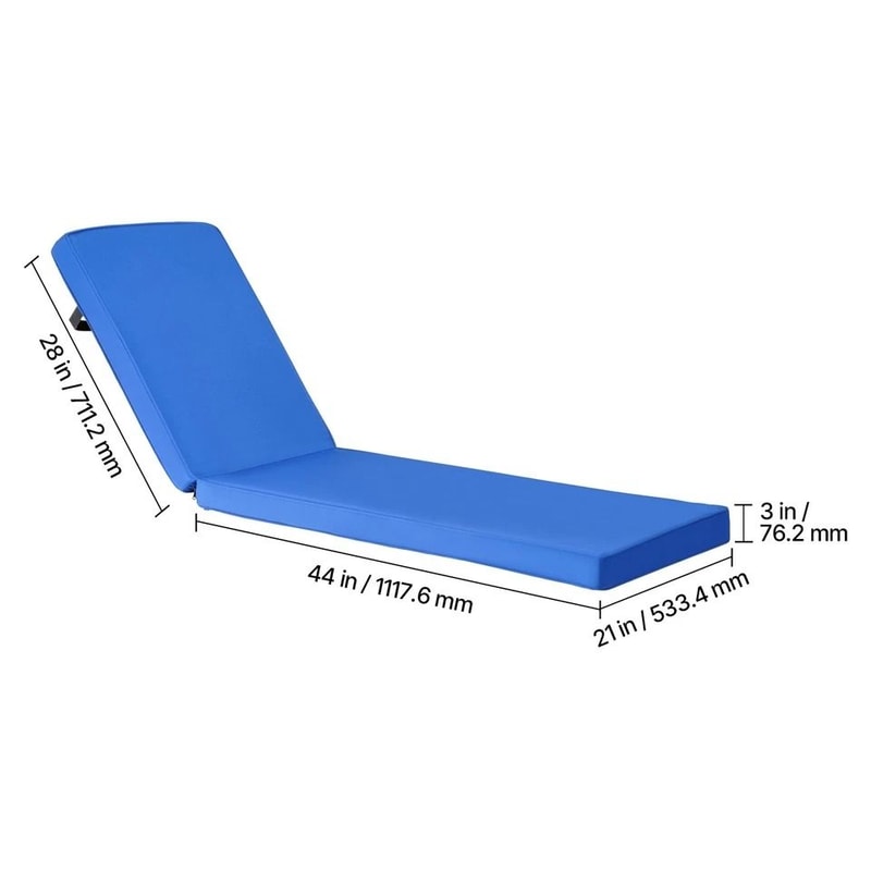 Outdoor Lounge Chair Cushion With Ties Waterproof Durable 6