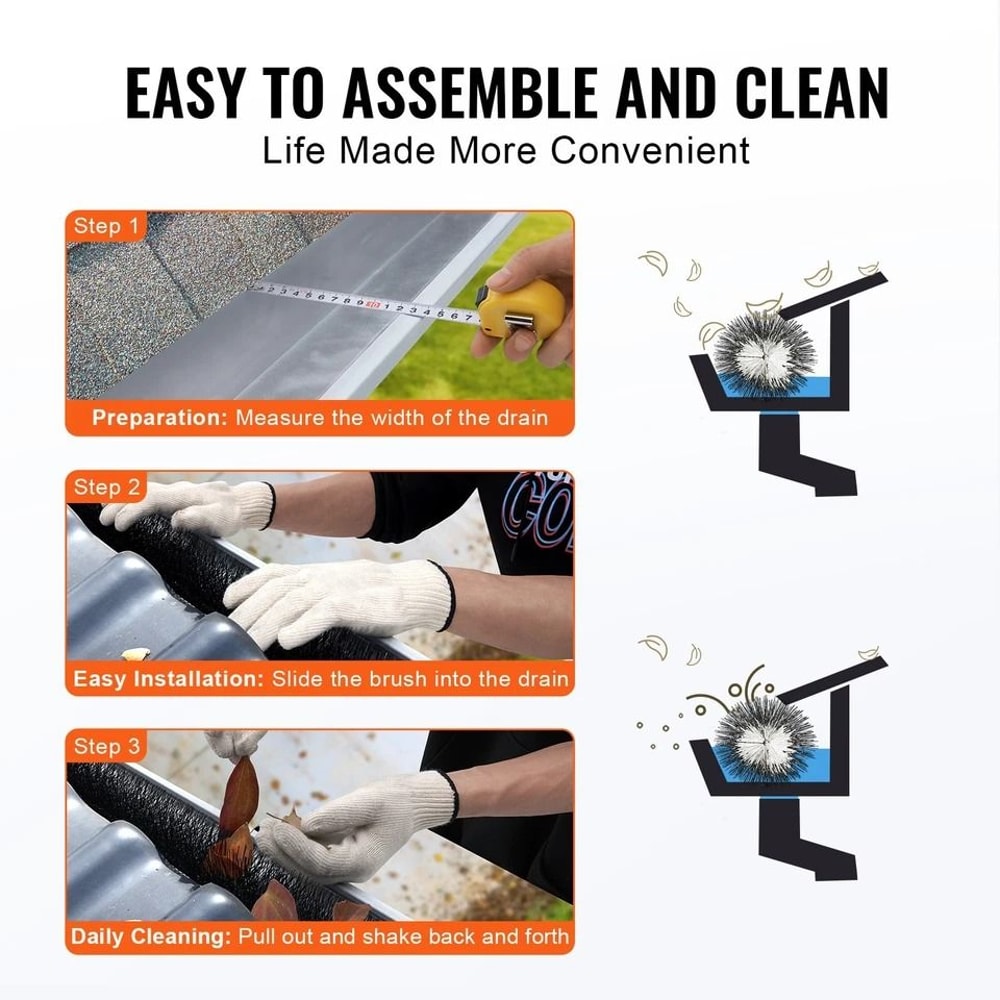 10 Pcs Gutter Guard Brush Bristle Leaf Guard For Gutters 2