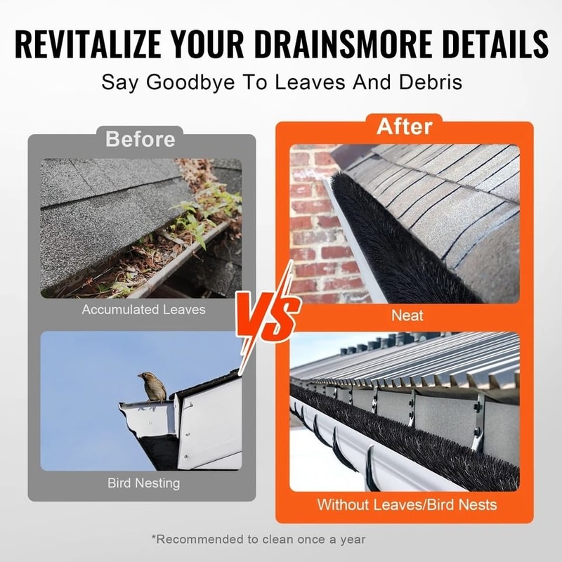 10 Pcs Gutter Guard Brush Bristle Leaf Guard For Gutters 5