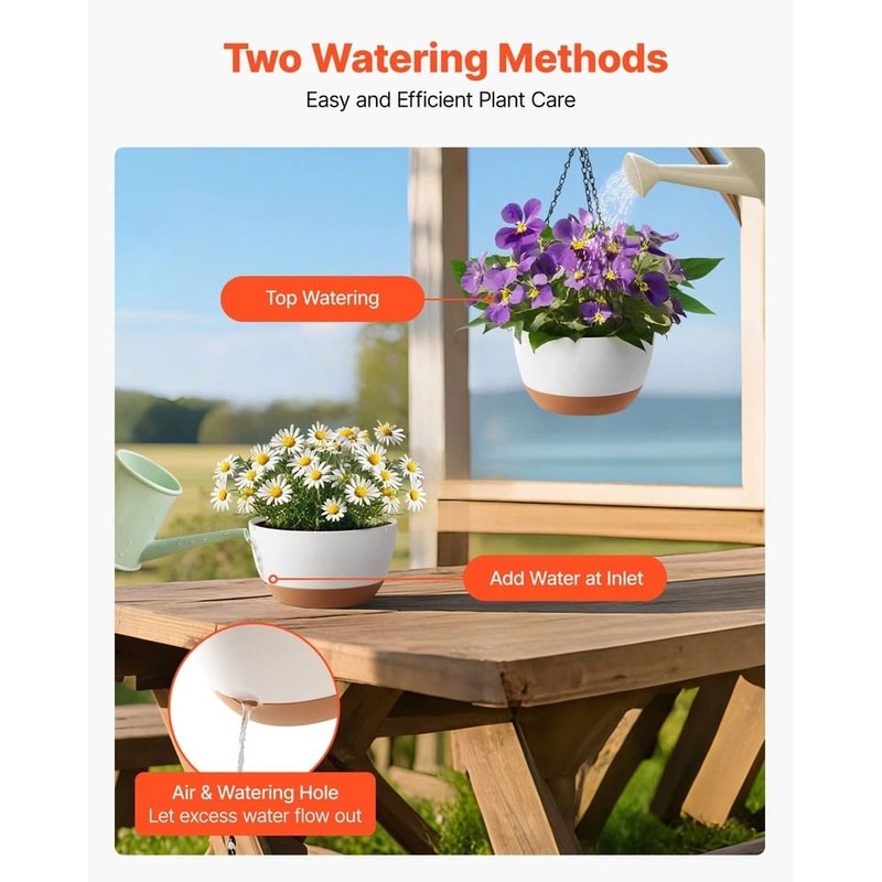 SelfWatering Hanging Planters For Indoor Outdoor Use Easy Care Planters 5