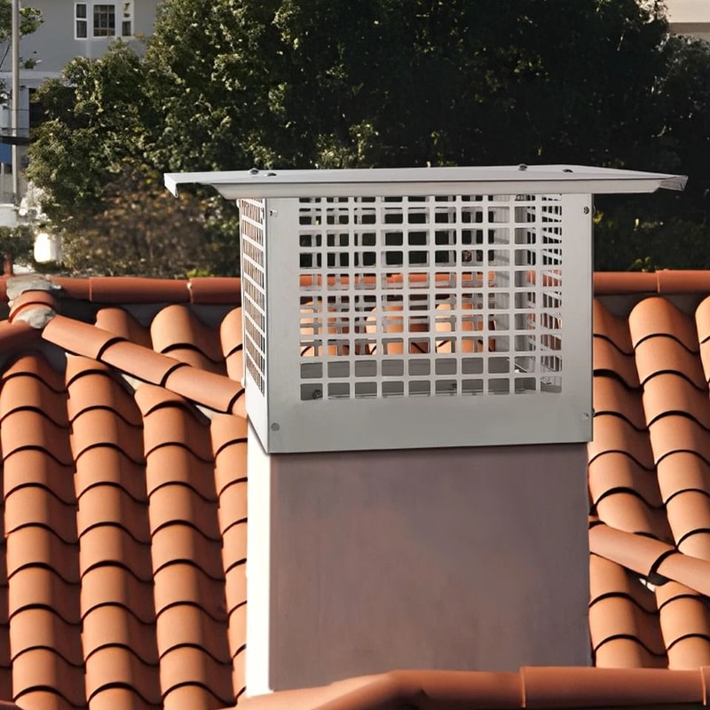 Stainless Steel Chimney Cap Flue Cover With Mesh For Fireplace Protection 4