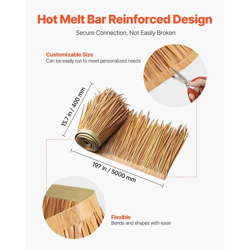 Artificial Thatch Roof Mexican Style Tiki Hut Grass Skirt Roof For Outdoor Decor 3